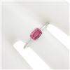 Image 3 : 18k White Gold 0.81 ctw GIA Cushion Padparadscha Sapphire Bezel Solitaire Ring