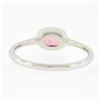 Image 7 : 18k White Gold 0.81 ctw GIA Cushion Padparadscha Sapphire Bezel Solitaire Ring