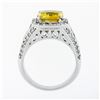 Image 9 : Vintage 18K White Gold 6.95 ctw GIA Orangy Yellow Sapphire & Diamond Cocktail Ri