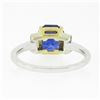 Image 7 : New 18K TT Gold GIA Ceylon Sapphire & Baguette Diamond 3 Stone Engagement Ring