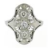 Image 4 : Antique Art Deco 18K White Gold.35 ctw Diamond Domed Etched Filigree Dinner Ring