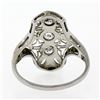 Image 7 : Antique Art Deco 18K White Gold.35 ctw Diamond Domed Etched Filigree Dinner Ring