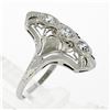 Image 9 : Antique Art Deco 18K White Gold.35 ctw Diamond Domed Etched Filigree Dinner Ring
