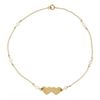 Image 1 : 14k Yellow Gold 9" Dual Heart w/ Pearl Station Cable Link Ankle Bracelet Anklet