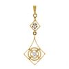 Image 1 : Antique 14K Gold 0.12 ctw Round Diamond Open Target Drop Dangle Lavalier Pendant