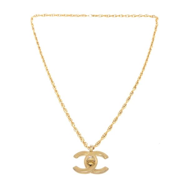 Chanel Gold Plated CC Turn-Lock Chain Nacklace