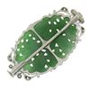 Image 4 : Vintage 14k White Gold Carved Green Jade & .10 ctw Old Diamond Flower Pin Brooch