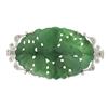 Image 6 : Vintage 14k White Gold Carved Green Jade & .10 ctw Old Diamond Flower Pin Brooch