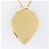 Image 5 : Vintage 14k Yellow Gold 0.40 ctw Diamond Hand Etched Shield Pendant Necklace