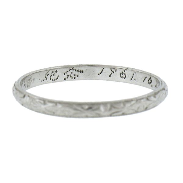 Antique Platinum 2.2mm Milgrain & Textured Work Eternity Stackable Band Ring