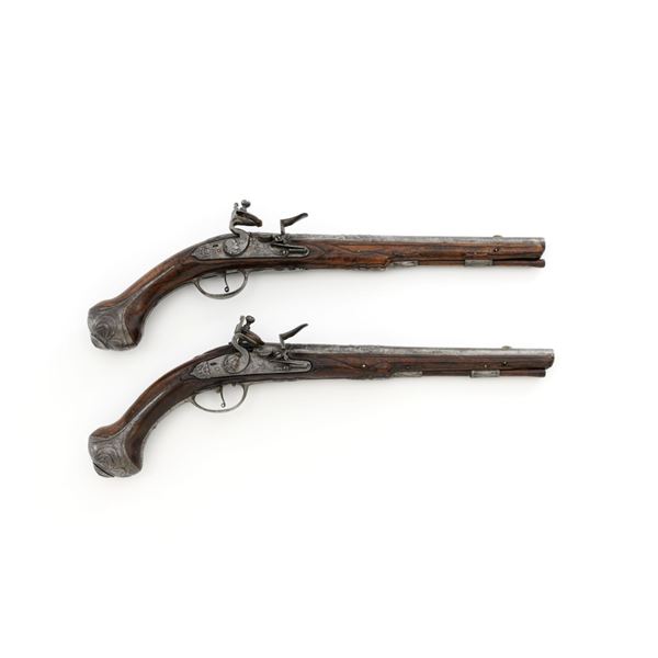 Pair of Extensively Decorated Italian Flintlock Horsemans Pistols