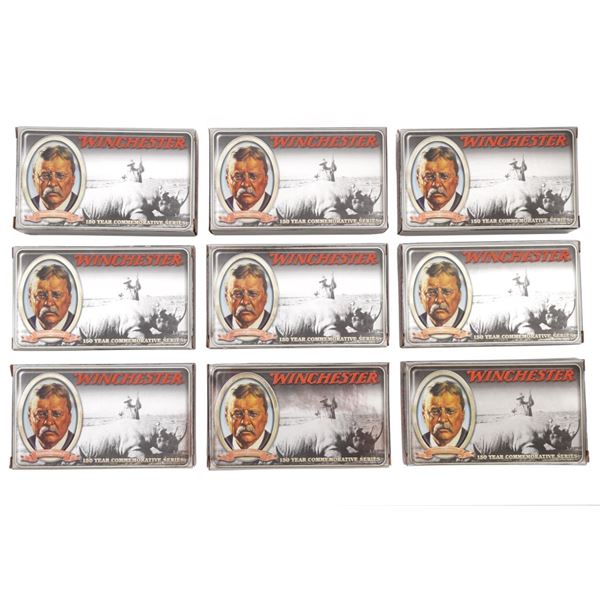 Lot of Nine (9) Boxes of Limited Edition .405 Winchester Teddy Roosevelt 150Year Commemorative