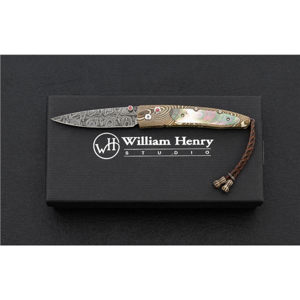 William Henry Model B10-MBH Lancet Button Lock Folding Knife