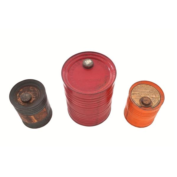 Lot of Three (3) Vintage Hercules Metal Gunpowder Storage Containers