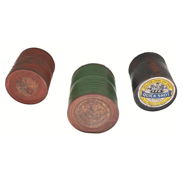 Large of Three (3) Circa Early 1900s Metal Gunpowder Storage Containers