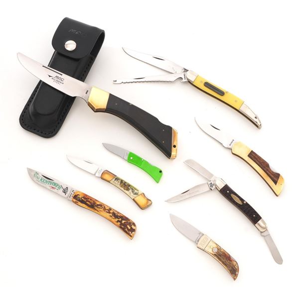 Lot of Eight (8) Folding Knives by Case, Gerber, Boker, etc