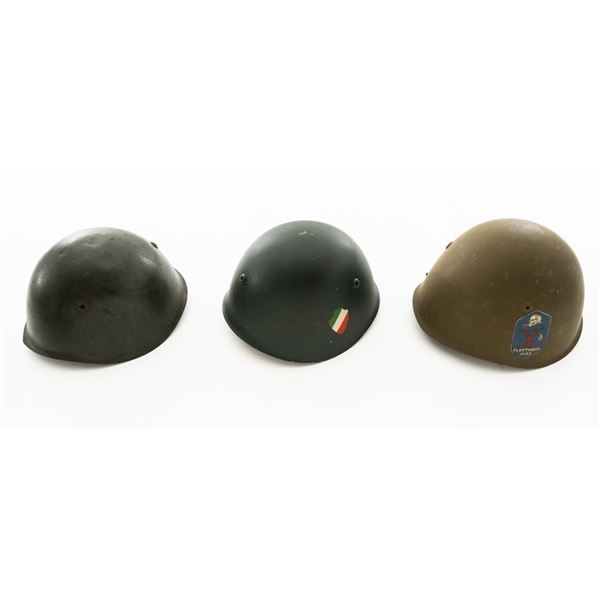 Lot of Three (3) Italian M33 Steel Helmets