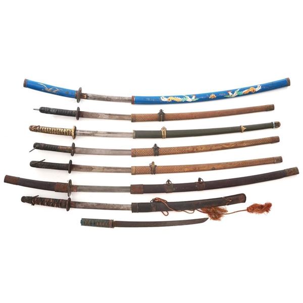 Lot of Eight (8) Reproduction Japanese Style Swords
