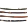 Image 4 : Lot of Five (5) Reproduction Japanese Style Swords and Two (2) Scabbards
