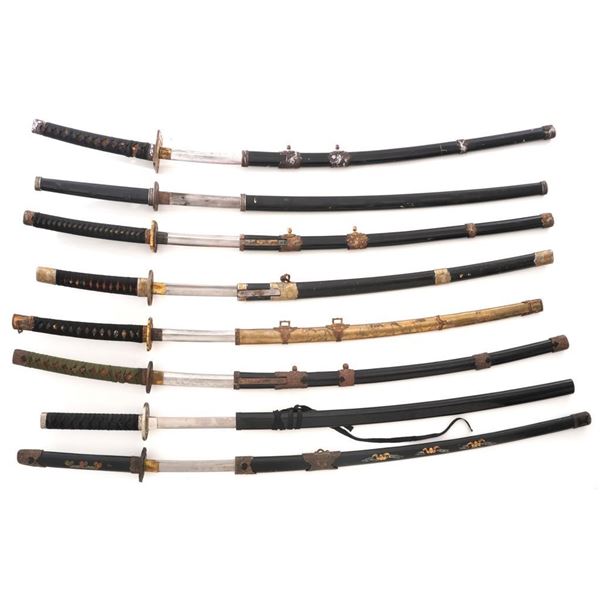 Lot of Eight (8) Reproduction Japanese Style Swords