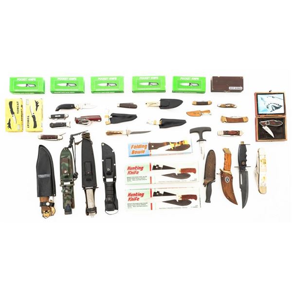 Lot of Thirty-Six (36) Folding and Fixed Blade Knives