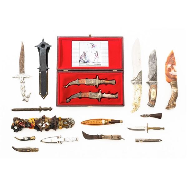 Lot of Seventeen (17) Fixed Blade and Folding Novelty Knives