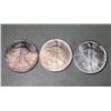 Image 1 : Lot of 3 - 1993 $1 American 1oz, 0.999 Pure Silver Eagle Rounds.