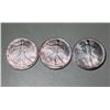 Image 1 : Lot of 3 - 1993 $1 American 1oz, 0.999 Pure Silver Eagle Rounds.