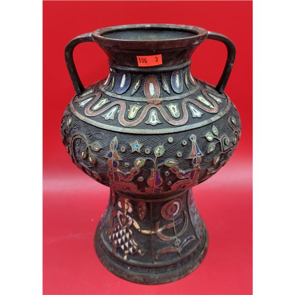 Antique Japanese Bronze Champleve/Cloisonne Vase