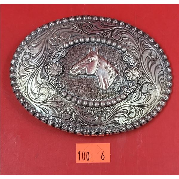 Metal Nocona Horse Belt Buckle