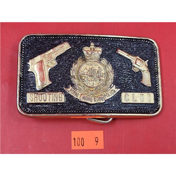 Solid Brass Royal Hong Kong Police Shooting Club Belt Buckle
