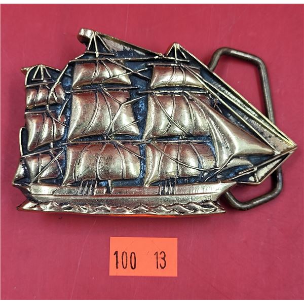 Solid Brass Baron Ship Belt Buckle