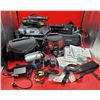 Image 1 : Camcorder, Camera, & Accessory Lot w/ Panasonic Camcorder, Olympus Camera, Carrying Bags, & More