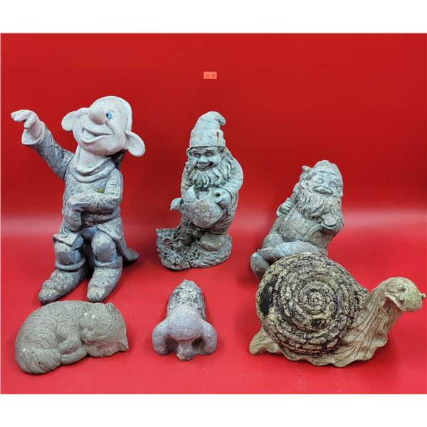 Assorted Garden Decor w/ Gnomes, Dopey, Snail, & More