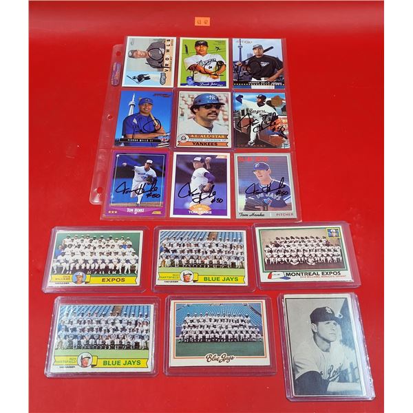 Assorted VTG Baseball Cards w/ Autographed Cards (Tom Henke, Vernon Wells, etc.)