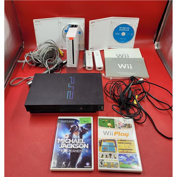 Video Game Lot w/ PS2, Wii, Wii Remotes, & Assorted Wii Games