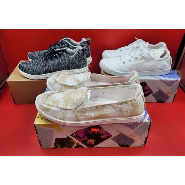 Pair of Roxy Minnow VII Shoes, Pair of Roxy Sun Session Shoes, & Pair of Roxy Bayshore Plus Shoes