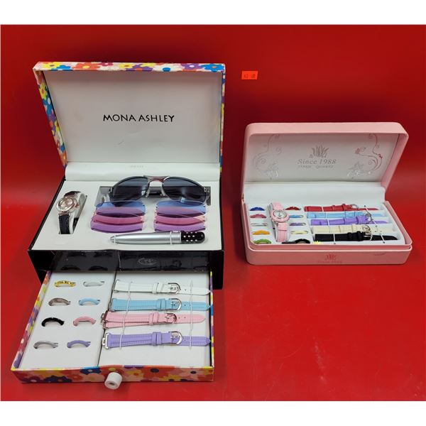 Mona Ashley Sunglass Set w/ Interchangeable Lenses & Watch Set w/ Interchangeable Face & Bands