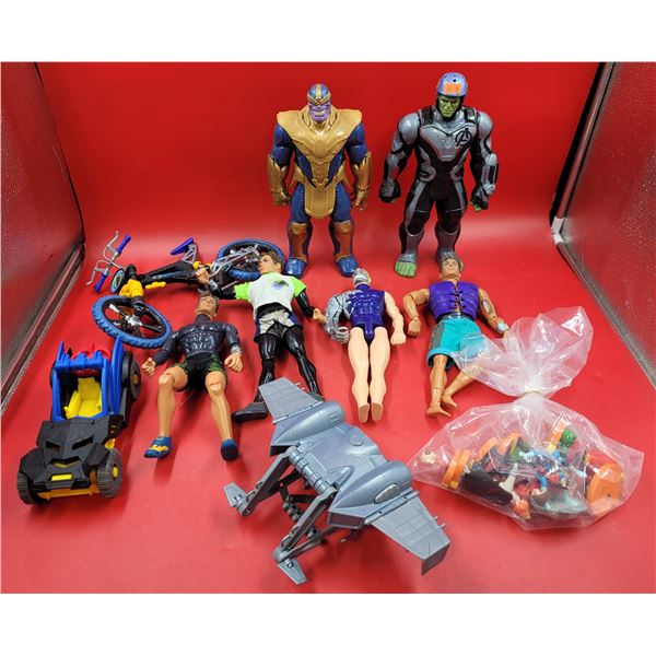 Action Figure & Character Toy Lot w/ Incredibles Toys, Vehicles, Thanos Action Figure, & More