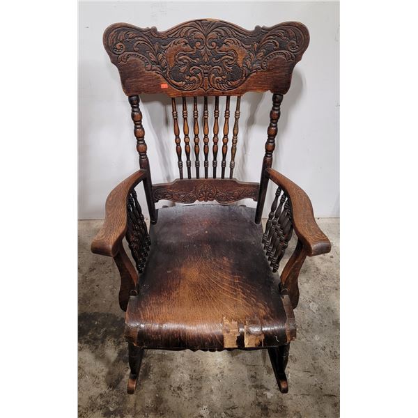 Antique Carved Oak Rocking Chair