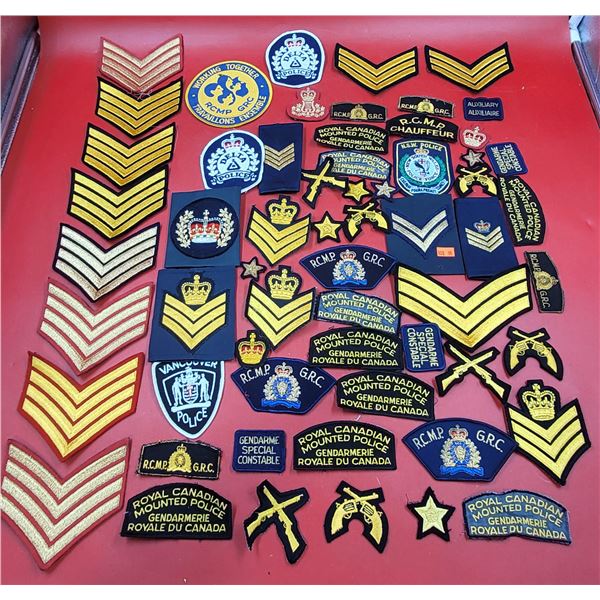 Assorted Police Patch Lot w/ RCMP Patches, Insignias, & More
