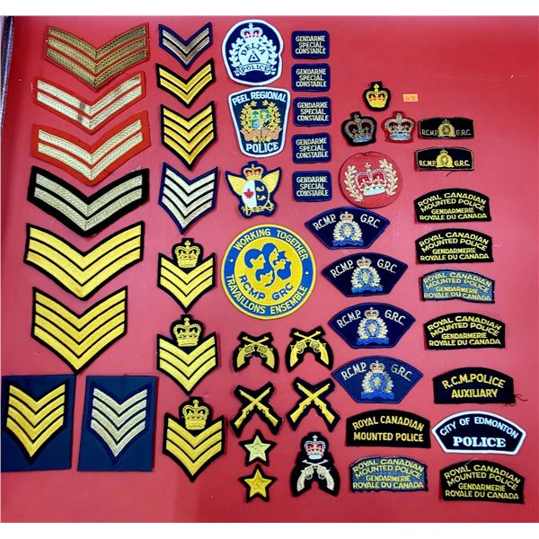 Assorted Police Patch Lot w/ RCMP Patches, Insignias, & More