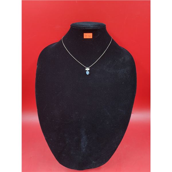 925 Sterling Chain w/ Blue Semi-Precious Stone Pendant