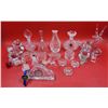 Image 1 : Crystal Lot w/ Mantle Clock, Decanters, Bell, & More