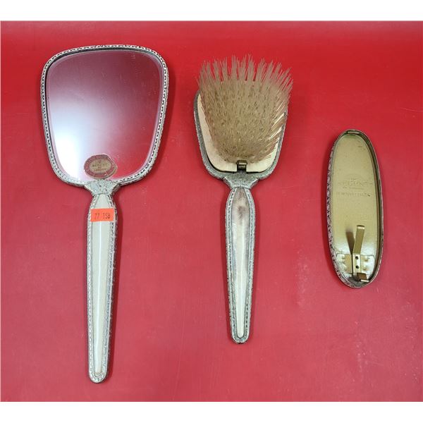 VTG Regent of London Bone China Vanity Set w/ Mirror, Brush, & Brush Holder