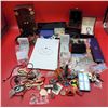 Image 1 : Smalls Lot w/ Costume Jewelry, Batman Belt Buckle, Belts, Prada Gift Bags, & More