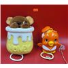 Image 1 : VTG Tomy Bear Honey Pot Pull String Crib Music Box & Sankyo Bird Pull String Crib Music Box