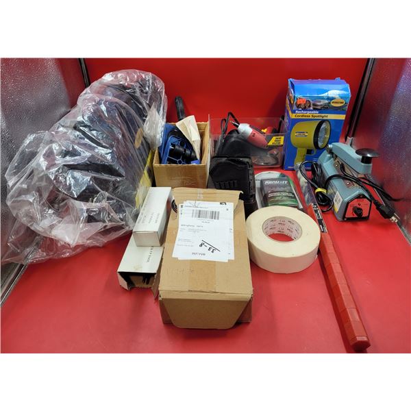 Assorted Tool Lot w/ Hilti Drill Bit Made in Germany, Uline Sealer, Cordless Spotlight, & More