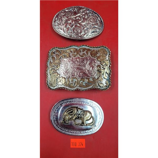 3 Metal Belt Buckles w/ Horse & More