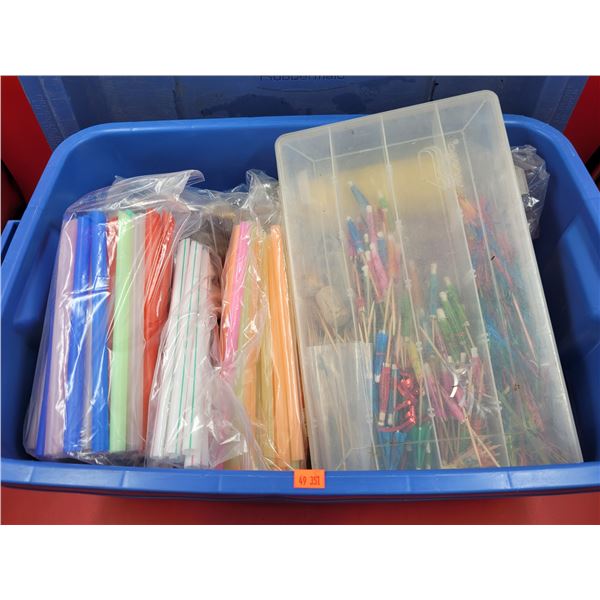 Lot of Drink Umbrellas & Assorted Straws